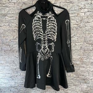 Modern Hero skeleton bodycon Flowy long sleeve dress